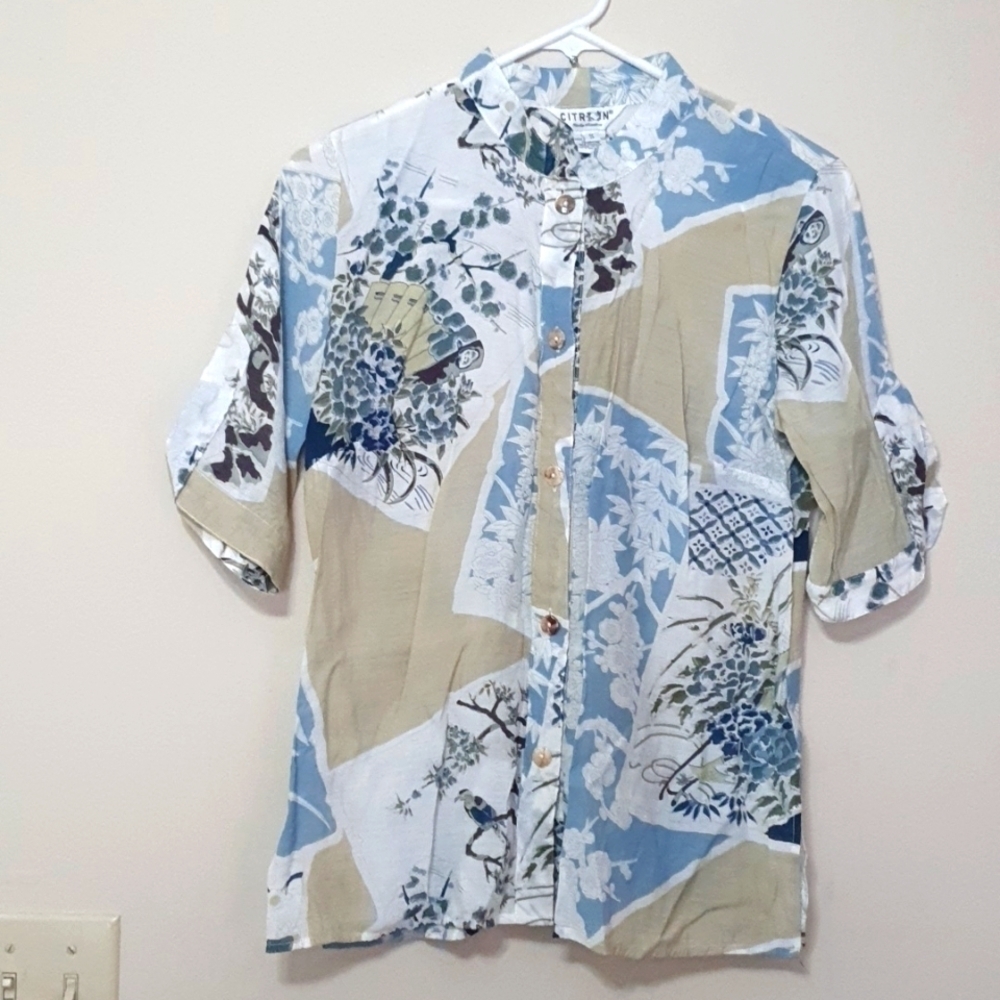 Citron Santa Monica Oriental Inspired Button Down Shirt